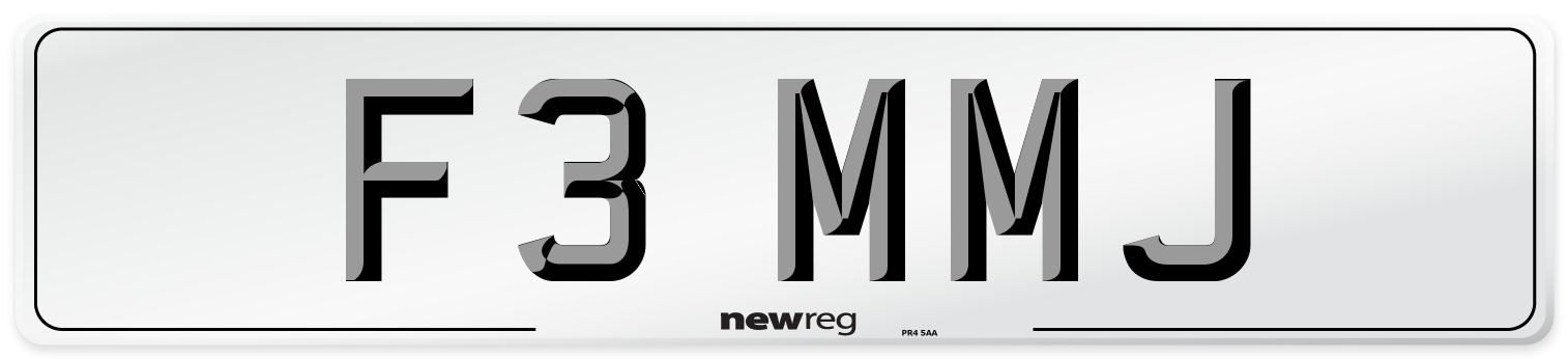 F3 MMJ Front Number Plate