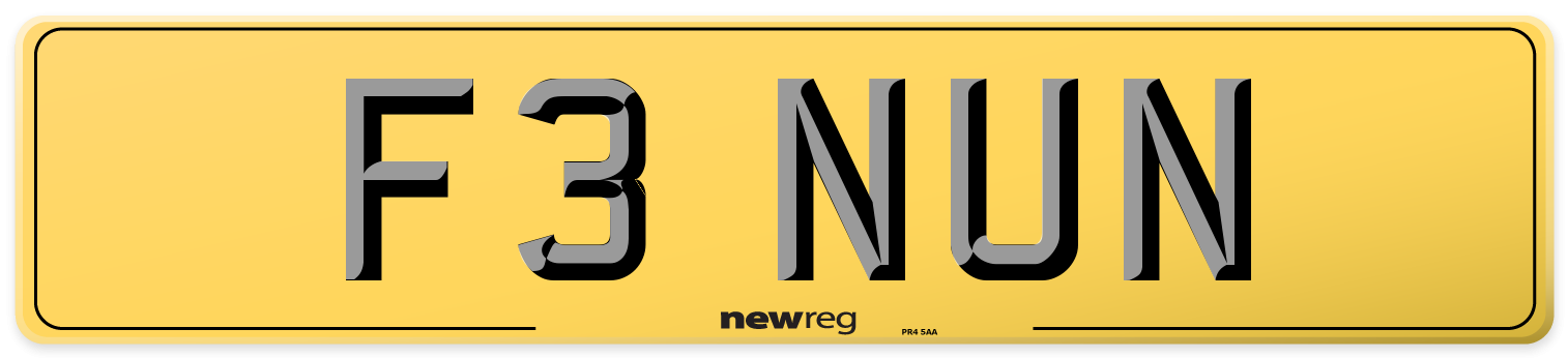 F3 NUN Rear Number Plate