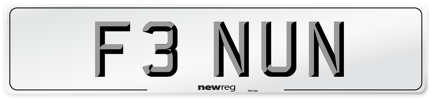F3 NUN Front Number Plate