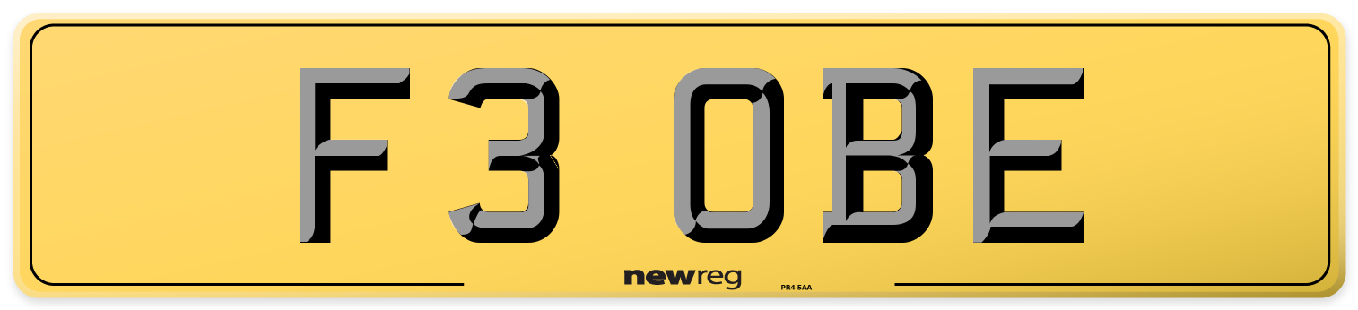 F3 OBE Rear Number Plate