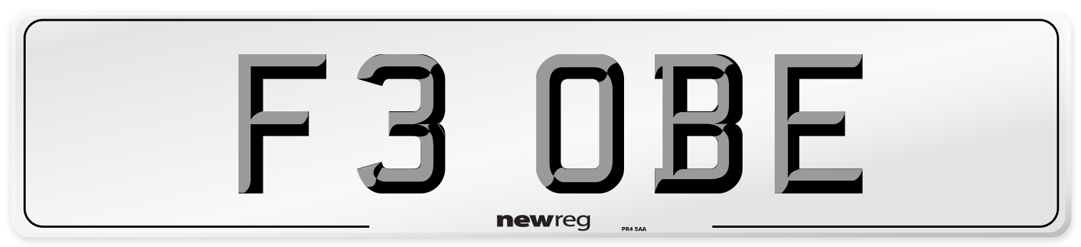 F3 OBE Front Number Plate