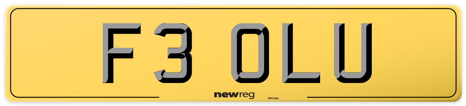 F3 OLU Rear Number Plate