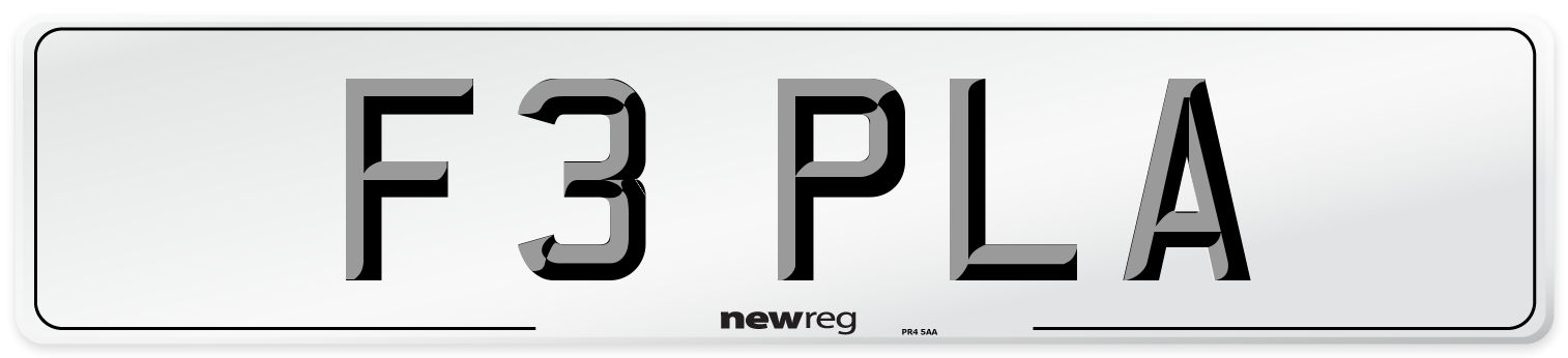 F3 PLA Front Number Plate