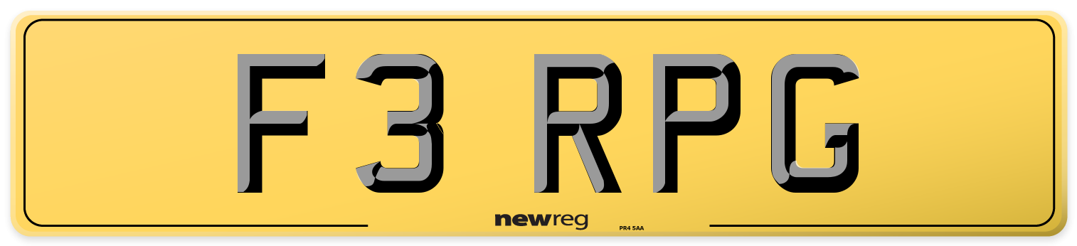 F3 RPG Rear Number Plate
