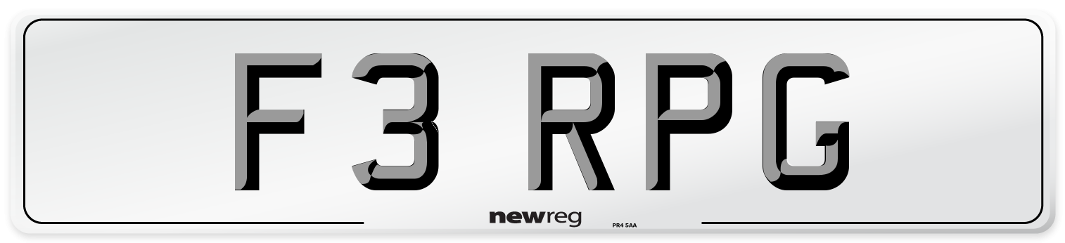 F3 RPG Front Number Plate
