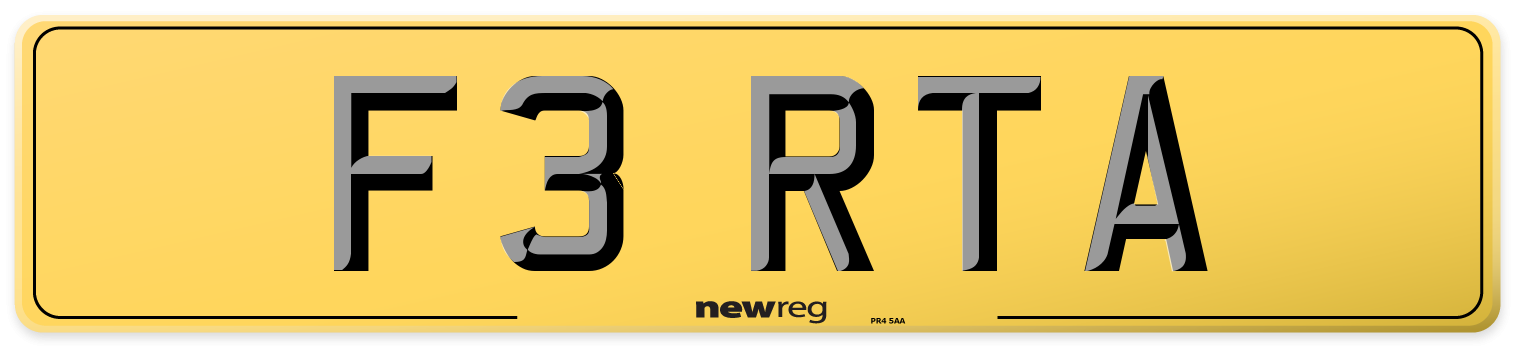 F3 RTA Rear Number Plate