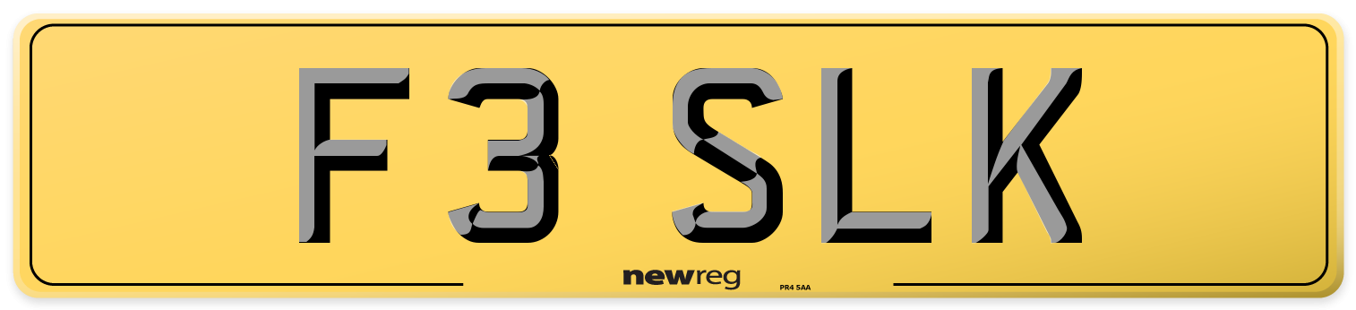 F3 SLK Rear Number Plate