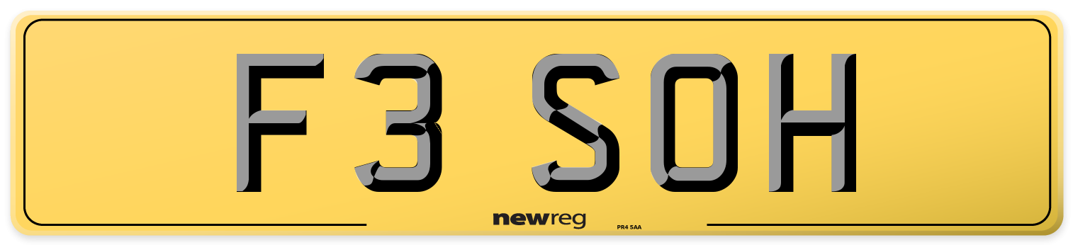 F3 SOH Rear Number Plate