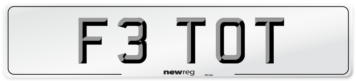 F3 TOT Front Number Plate