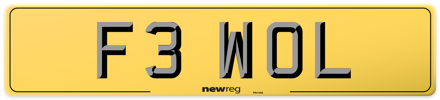 F3 WOL Rear Number Plate