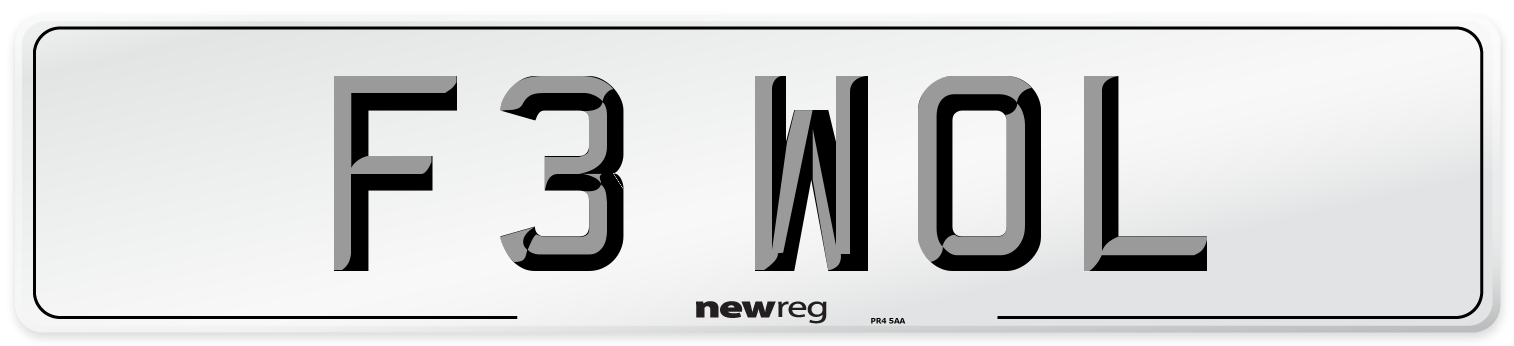 F3 WOL Front Number Plate