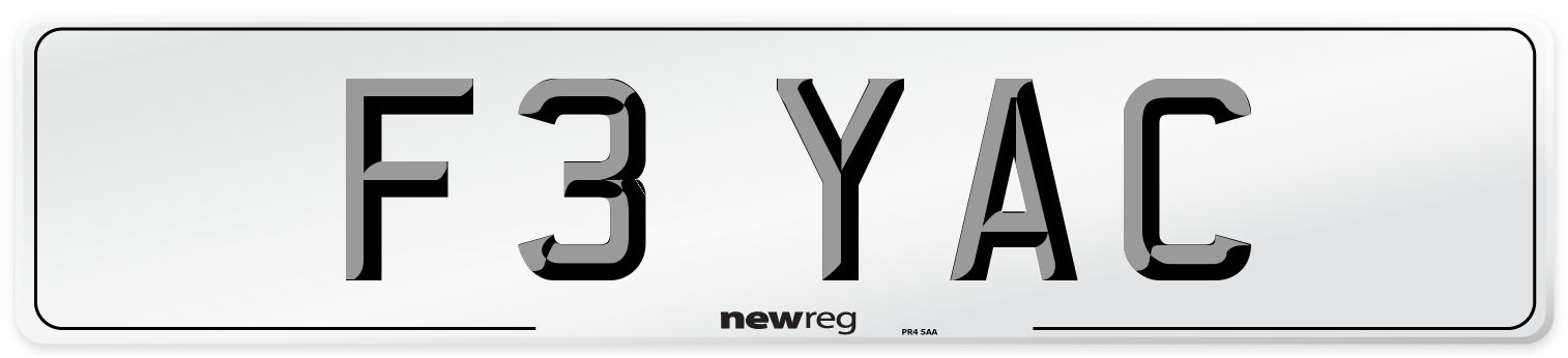 F3 YAC Front Number Plate