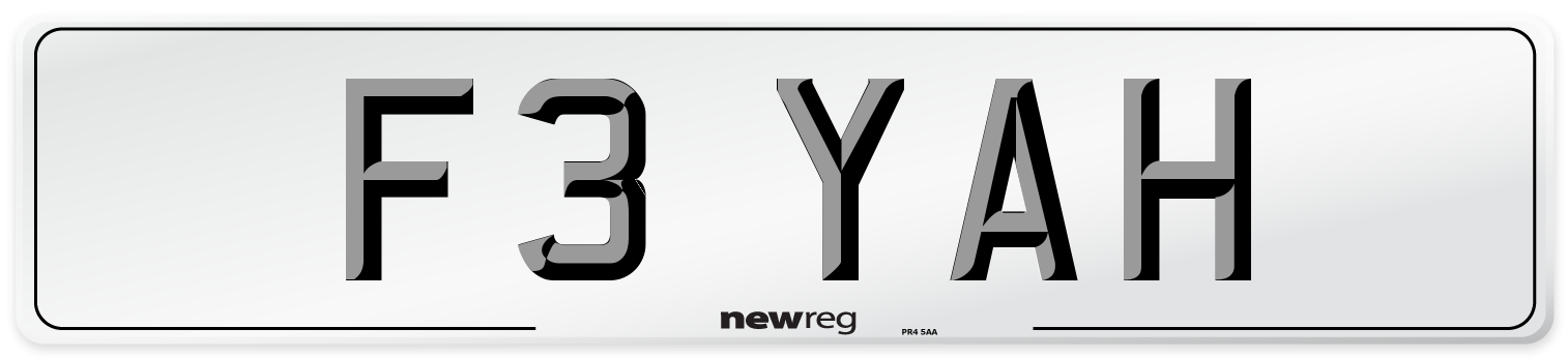 F3 YAH Front Number Plate