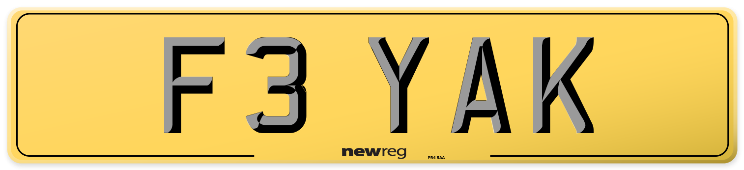 F3 YAK Rear Number Plate