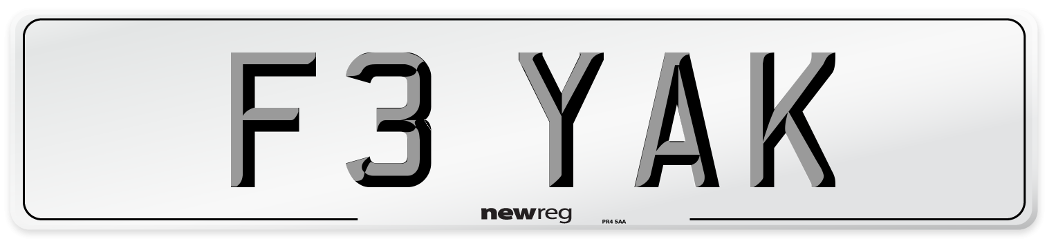 F3 YAK Front Number Plate