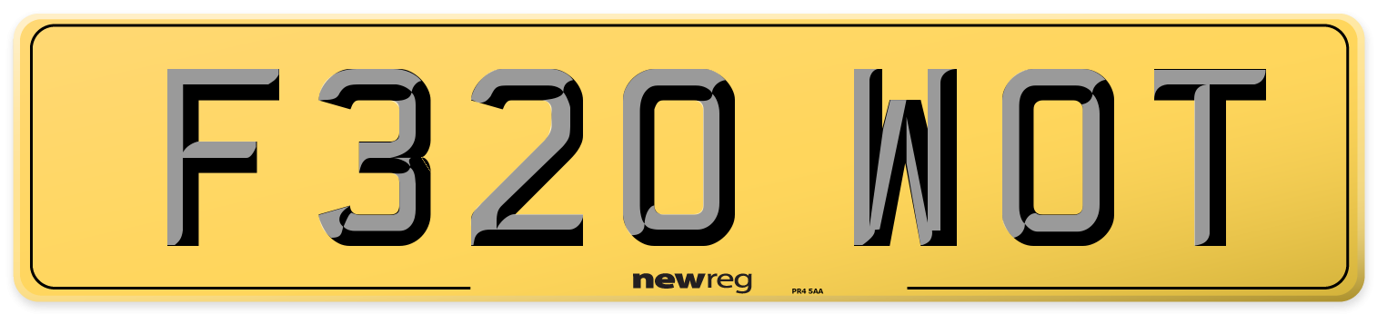 F320 WOT Rear Number Plate