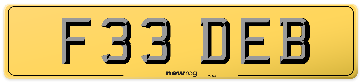 F33 DEB Rear Number Plate