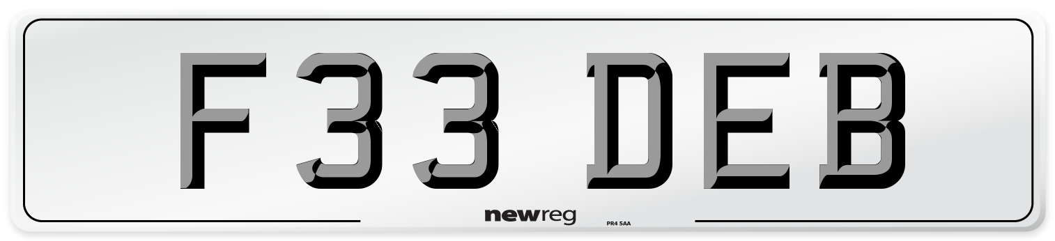 F33 DEB Front Number Plate