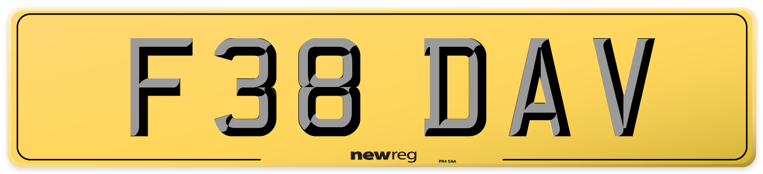 F38 DAV Rear Number Plate