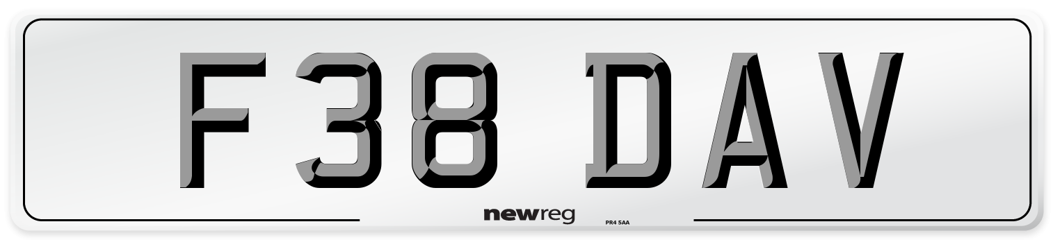 F38 DAV Front Number Plate