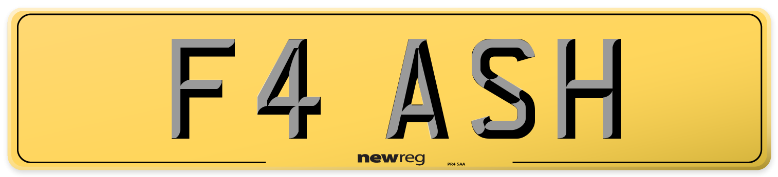 F4 ASH Rear Number Plate