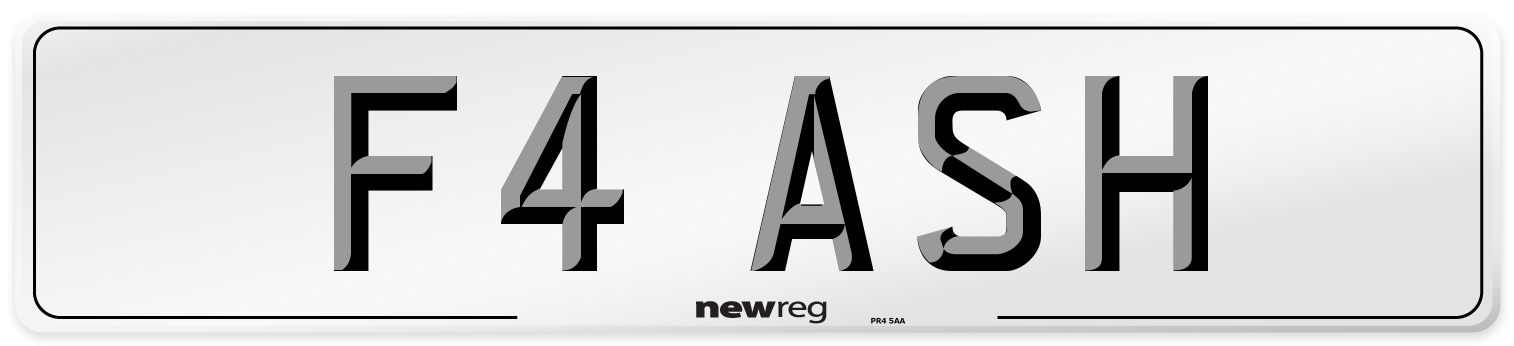 F4 ASH Front Number Plate
