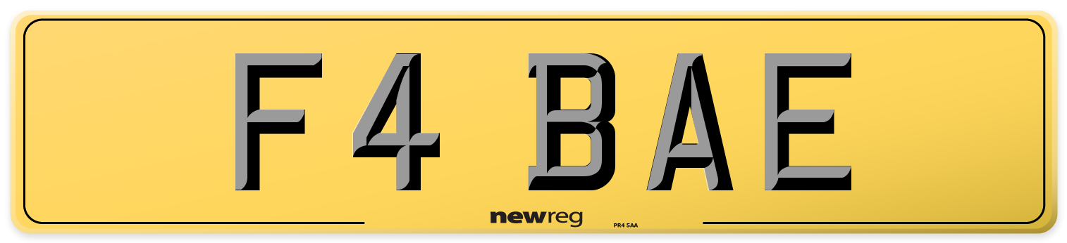 F4 BAE Rear Number Plate