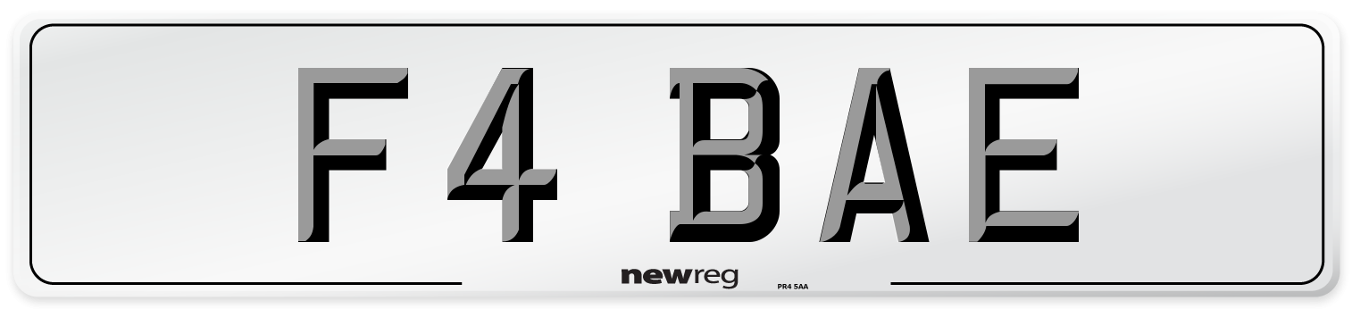 F4 BAE Front Number Plate