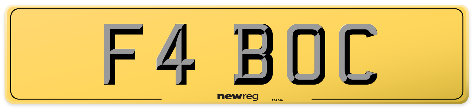F4 BOC Rear Number Plate