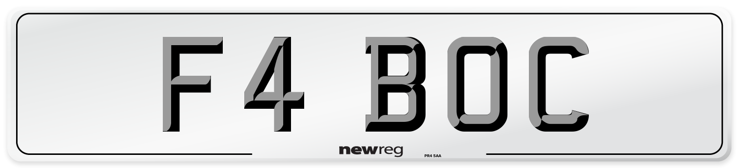 F4 BOC Front Number Plate
