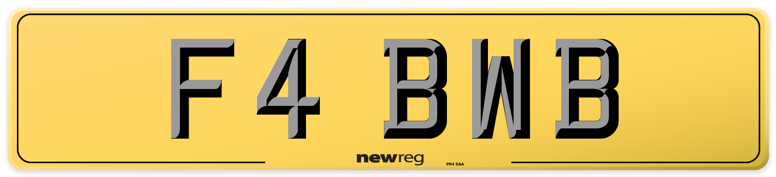 F4 BWB Rear Number Plate