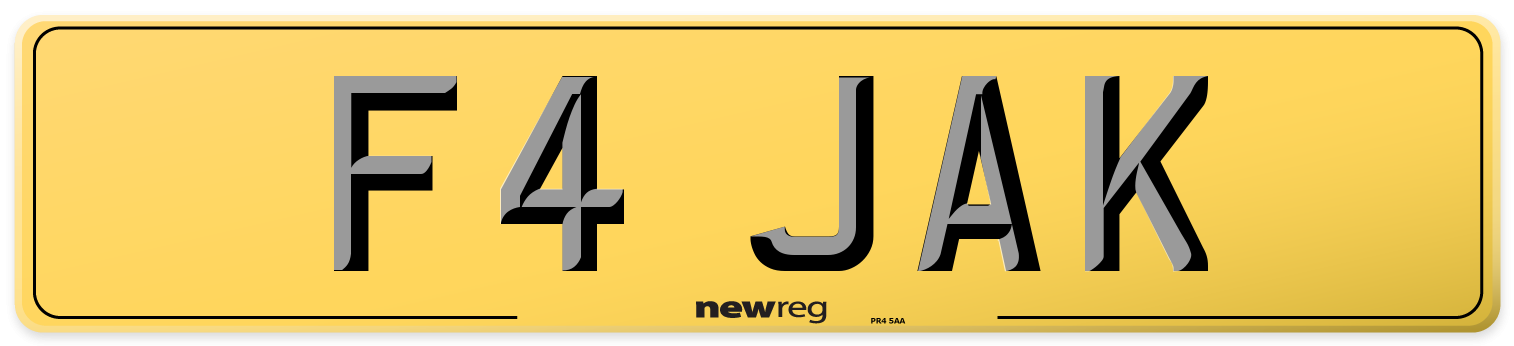 F4 JAK Rear Number Plate