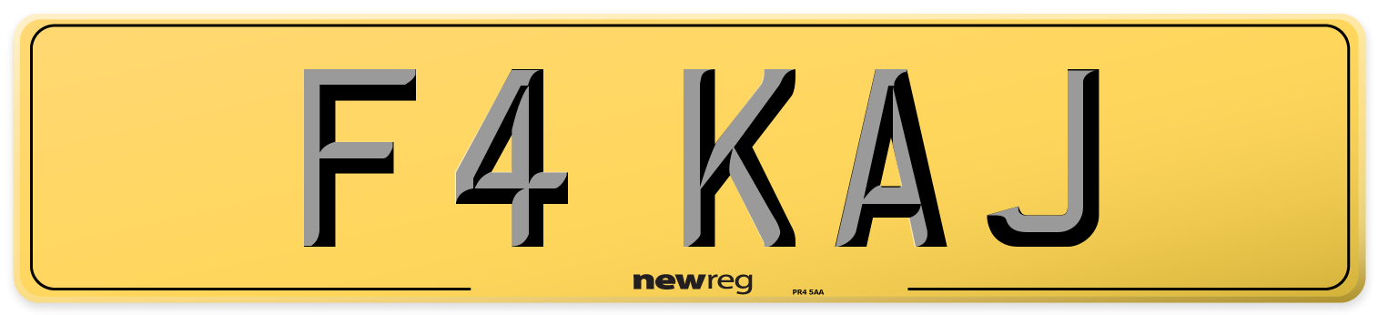 F4 KAJ Rear Number Plate
