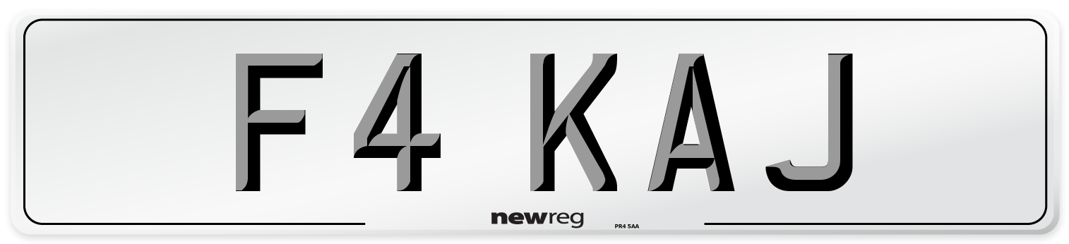 F4 KAJ Front Number Plate