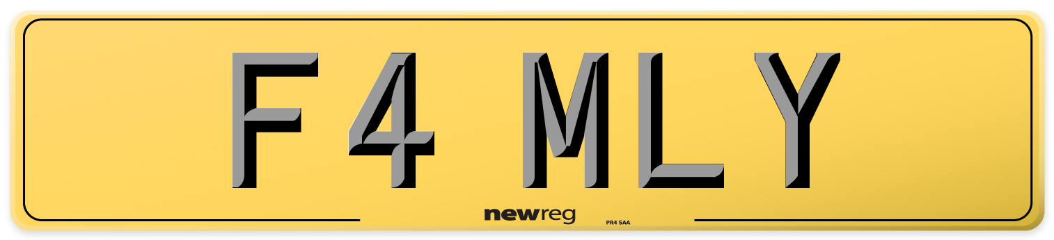 F4 MLY Rear Number Plate