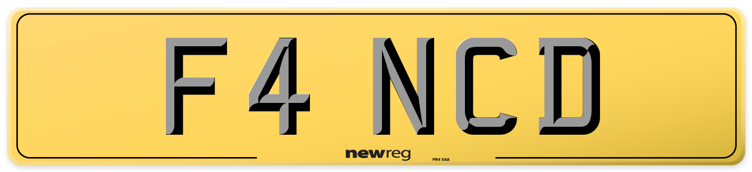 F4 NCD Rear Number Plate