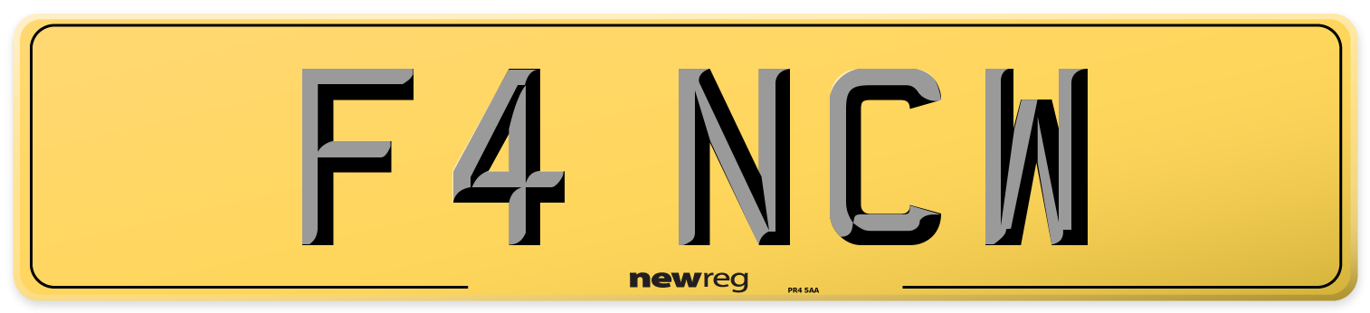 F4 NCW Rear Number Plate