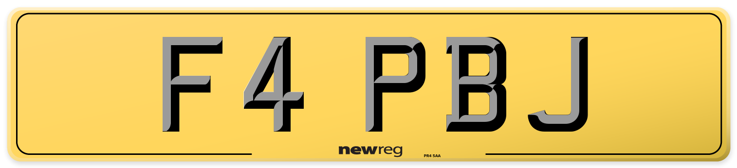 F4 PBJ Rear Number Plate