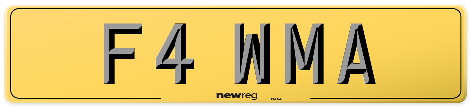F4 WMA Rear Number Plate