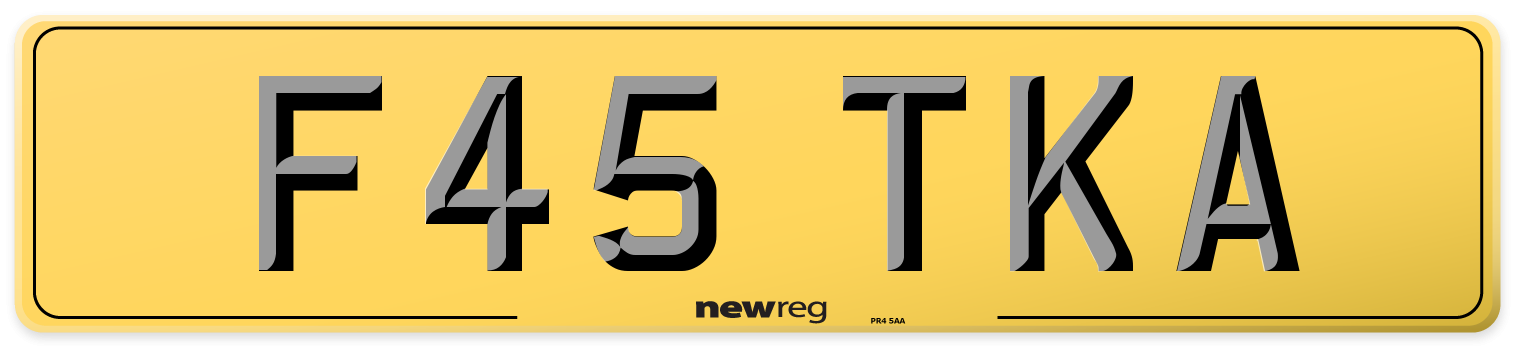 F45 TKA Rear Number Plate