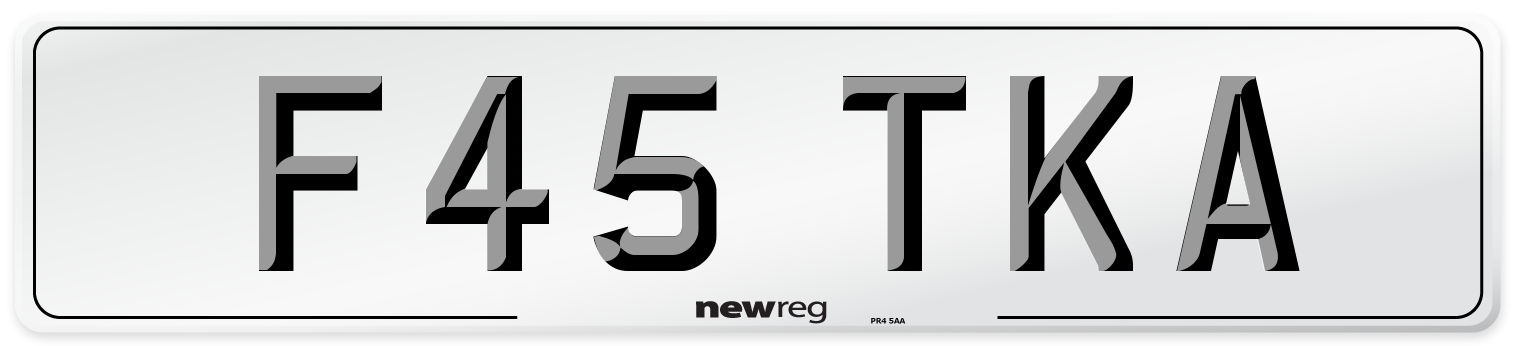F45 TKA Front Number Plate