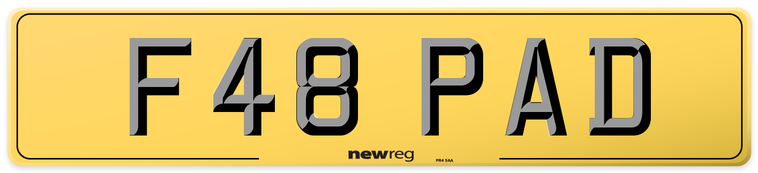F48 PAD Rear Number Plate