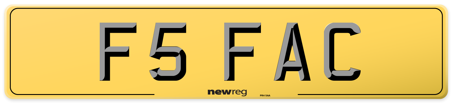 F5 FAC Rear Number Plate