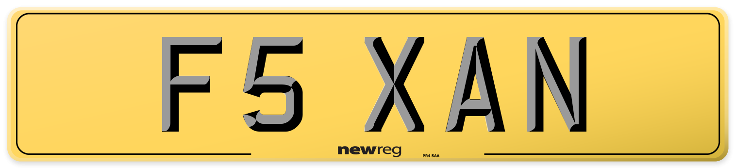 F5 XAN Rear Number Plate