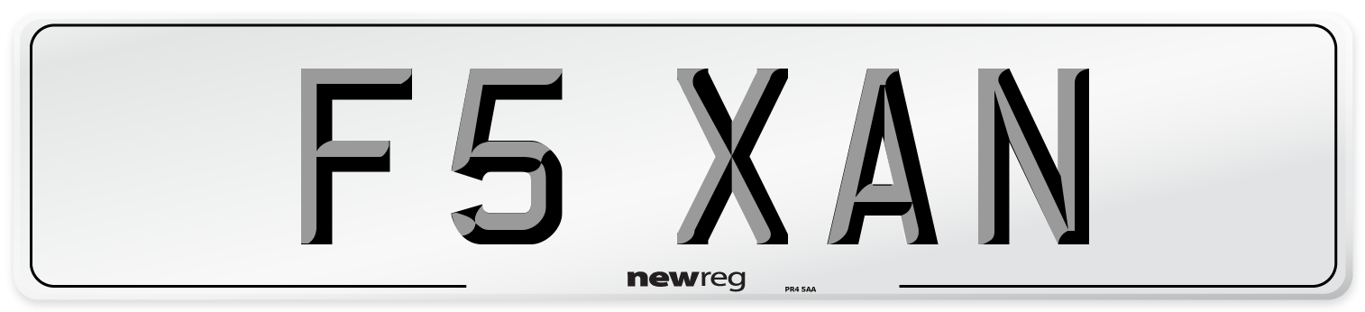 F5 XAN Front Number Plate