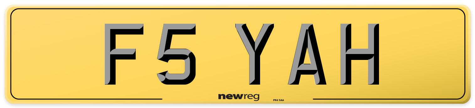 F5 YAH Rear Number Plate