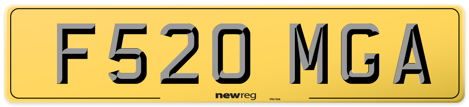F520 MGA Rear Number Plate