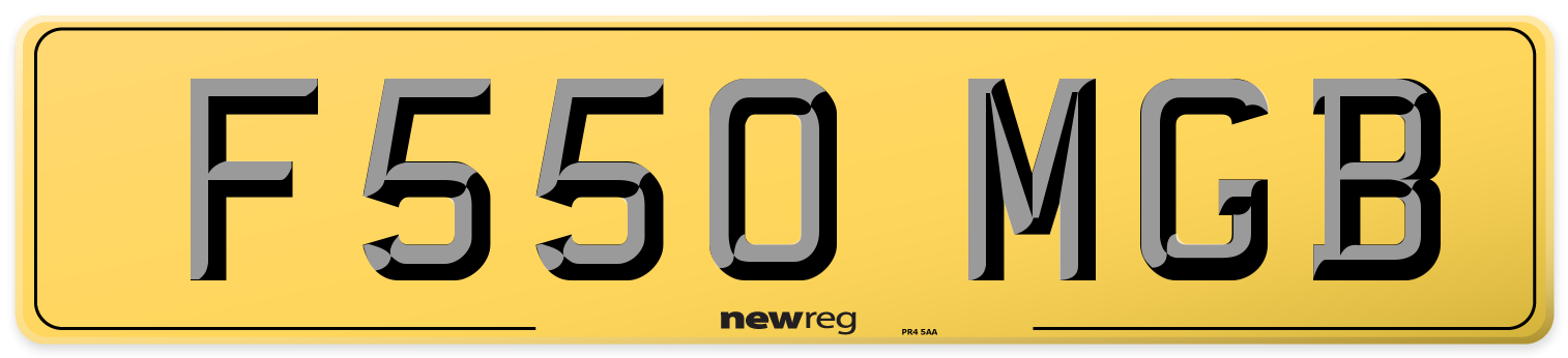 F550 MGB Rear Number Plate