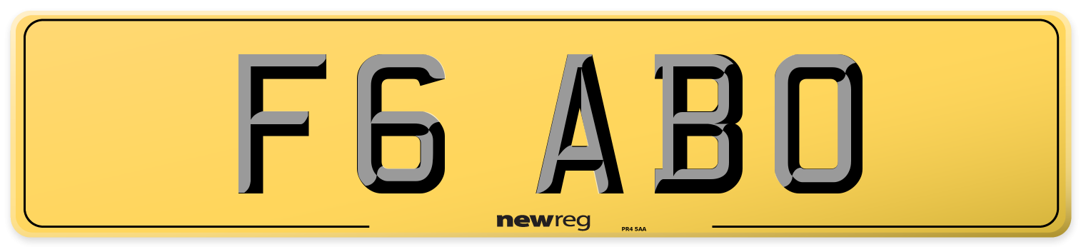 F6 ABO Rear Number Plate