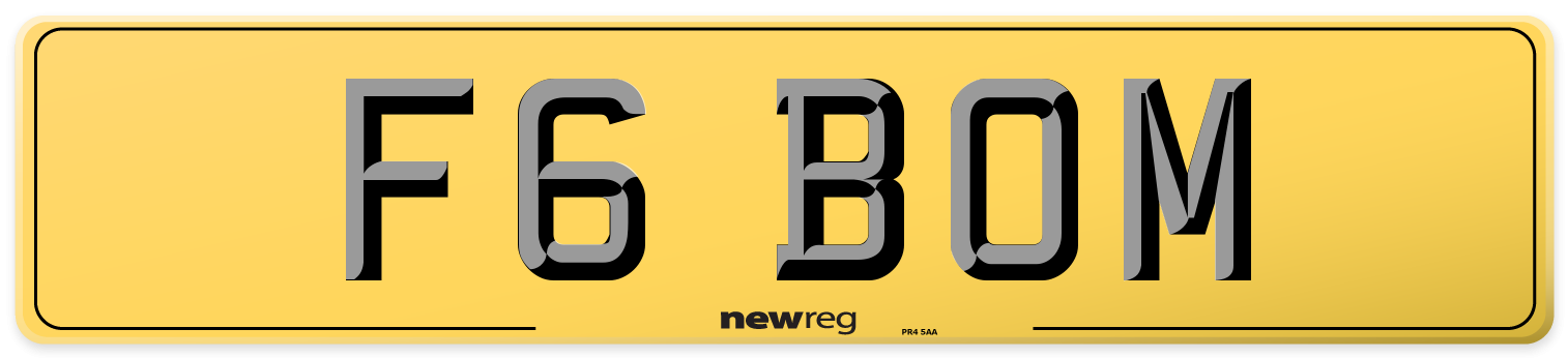 F6 BOM Rear Number Plate
